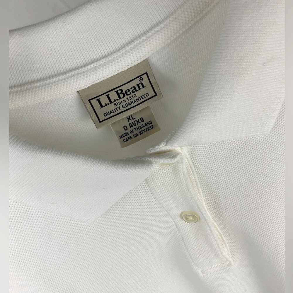 L.L.Bean women’s relaxed fit polo shirt, short sleeve, 100% cotton, white,  XL
